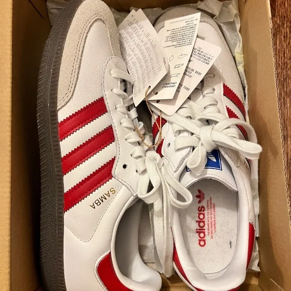 NWT Adidas Samba OG red/grey/white - Picture 4 of 6